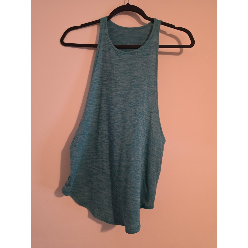 Lululemon Tank Top Womens Teal Heathered Racerback High Neck Athletic Yoga Flaw